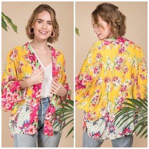 Anthropologie Women's Floral Aurelia Open Front Long Sleeve Kimono Size OS